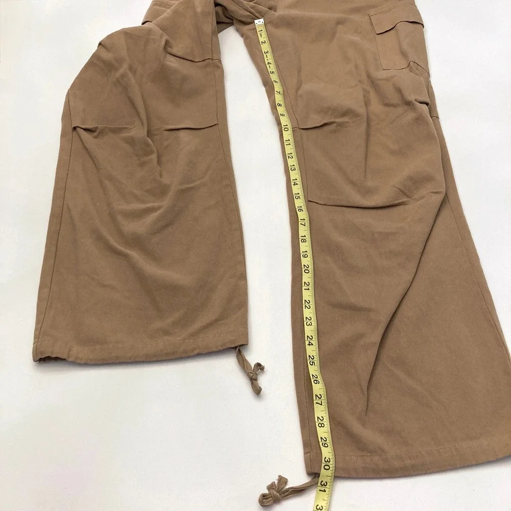 Bailey Rose Tan Cargo Pants Womens Small‎ Cotton Poly Pockets Drawstring